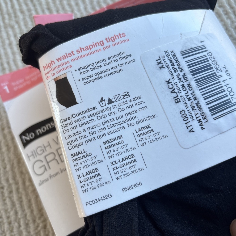 lot of 2 XXL  NO NONSENSE High Waist Great Shapes Tights Black super opaque - Picture 7 of 9
